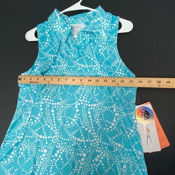 NWT X by GOTTEX Aqua Drop Ruffle Sleeveless Golf Tennis Polo Shirt Size S.NEW - Picture 7 of 9